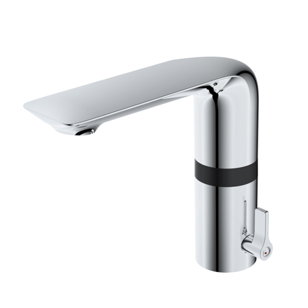 Lille Deck Mount Bathroom Sensor Faucet With Hot And Cold Water Mixer In Chrome Finish